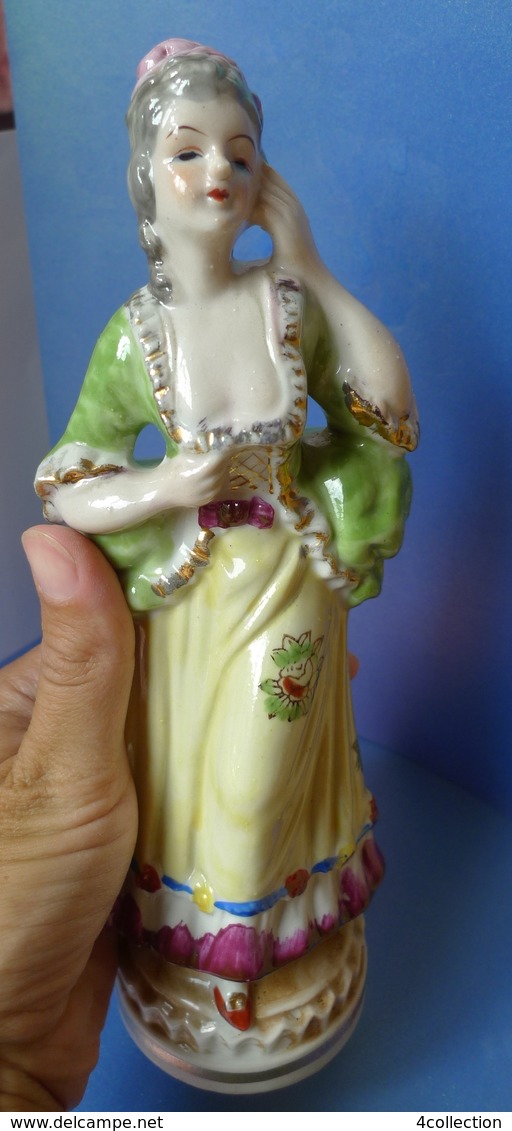 Old Art Decor Pottery Victorian Porcelain Woman Girl Figurine 9" Marked IMPORT - Other & Unclassified