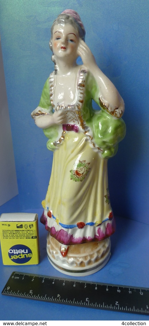 Old Art Decor Pottery Victorian Porcelain Woman Girl Figurine 9" Marked IMPORT - Altri & Non Classificati