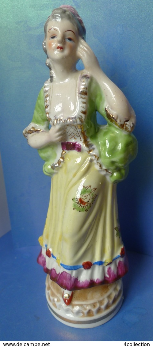 Old Art Decor Pottery Victorian Porcelain Woman Girl Figurine 9" Marked IMPORT - Andere & Zonder Classificatie