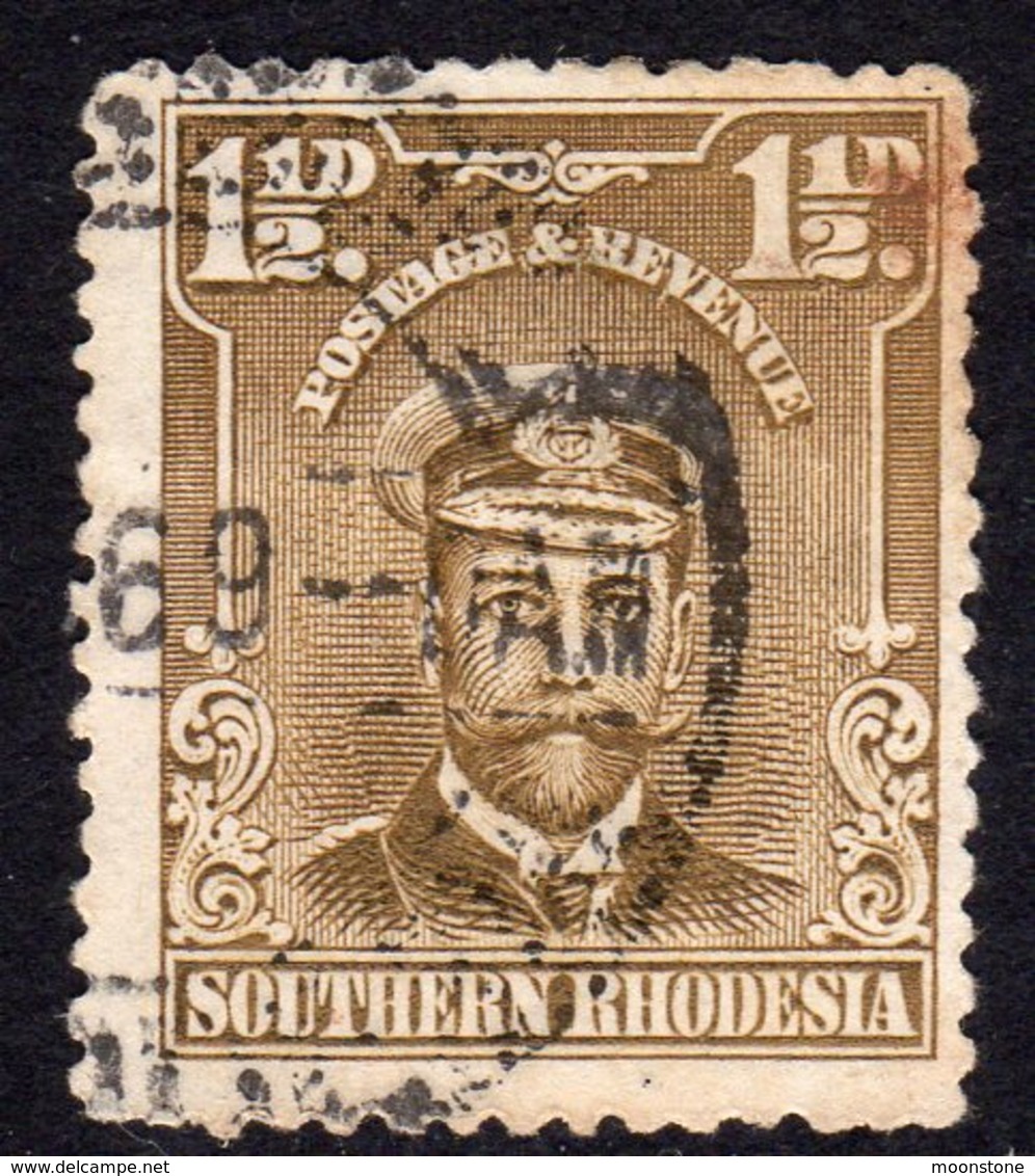 Southern Rhodesia 1924 1½d Bistre-brown 'Admiral' Definitive, Used, SG 3 (BA) - Southern Rhodesia (...-1964)