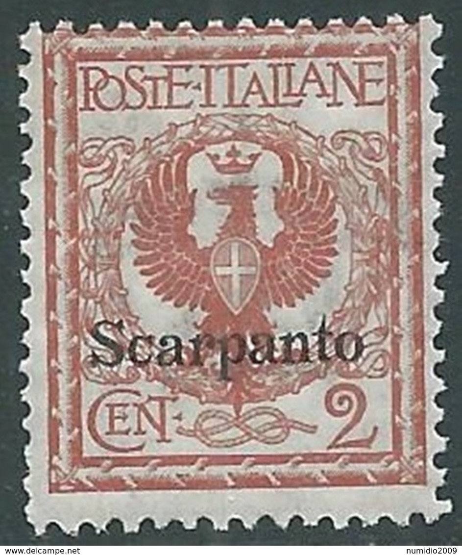 1912 EGEO SCARPANTO AQUILA 2 CENT MNH ** - RC11-8 - Egeo (Scarpanto)