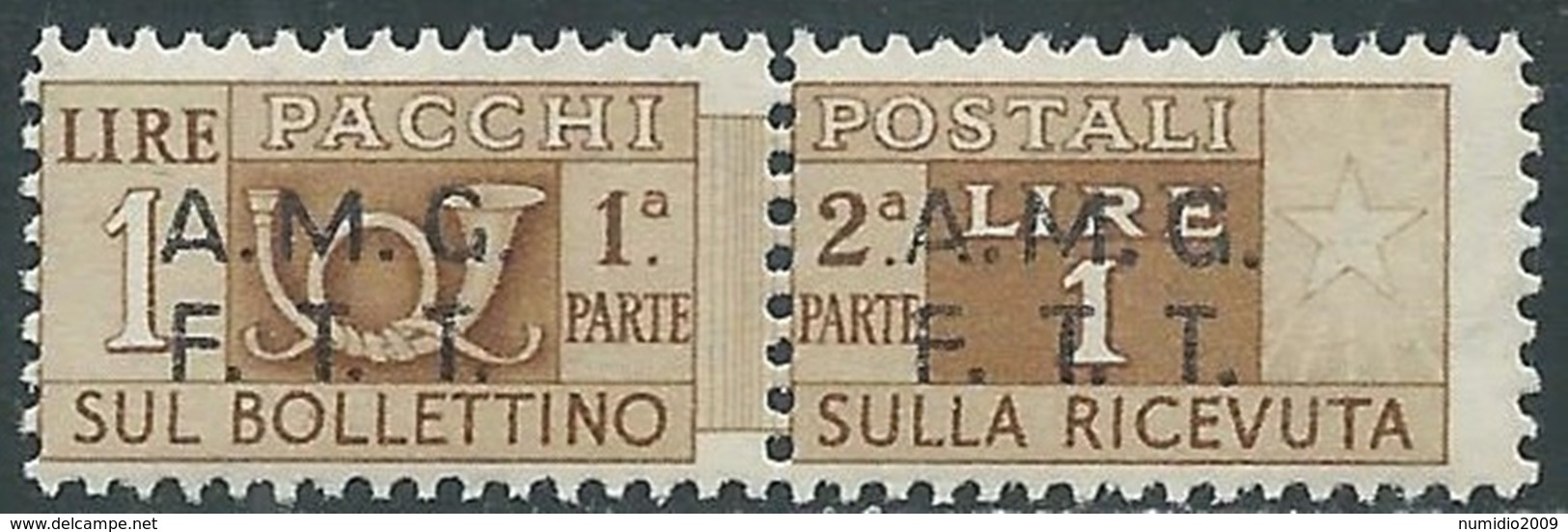 1947-48 TRIESTE A PACCHI POSTALI 1 LIRA MNH ** - RC11 - Postal And Consigned Parcels