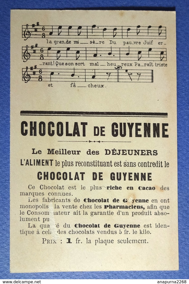 CHROMO .... CHOCOLAT  DE GUYENNE......CHANSON ...LE JUIF-ERRANT....Ier COUPLET - Other & Unclassified