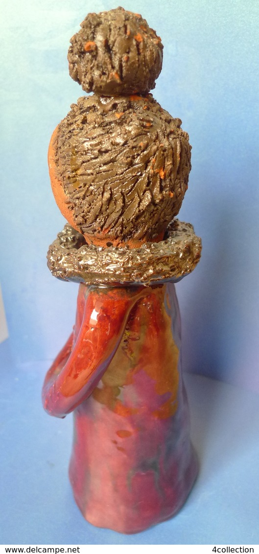 Old VTG Studio Art Pottery Sweden Woman Girl Vase Figure Figurine 9" Heavy - Other & Unclassified