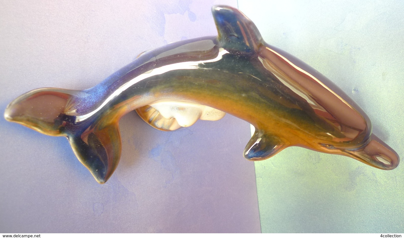Amazing Vintage Handmade Ceramic Dolphin Figurine glazed Decor Collectibles