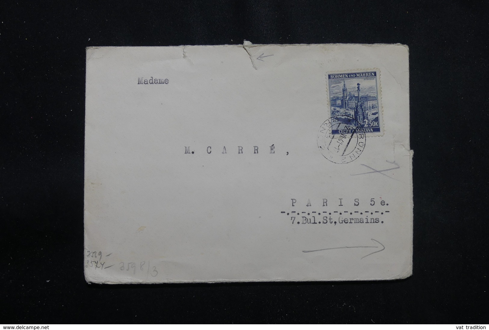 BOHÊME ET MORAVIE - Enveloppe De Brünn Pour La France En 1941 Avec Contrôle Postal - L 56377 - Lettres & Documents