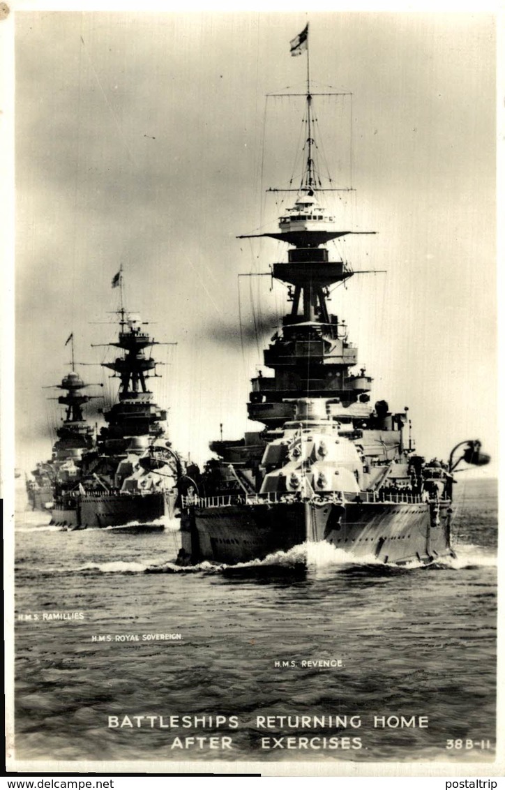 Ramilles, Royal Sovereign, Revence. Battleships Returning Home After Exercises. Barcos.  Ship. Navire. - Guerra