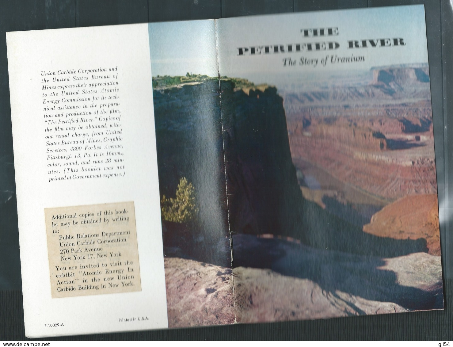 Année 1959 "The Petrified River - The Story Of Uranium " / Public Relation Departement :union Carbide Corpo-   Pma77 - North America