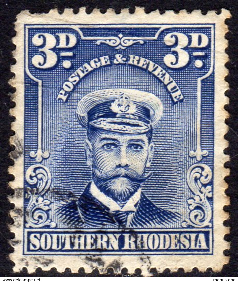 Southern Rhodesia 1924 3d Blue 'Admiral' Definitive, Used, SG 5 (BA) - Southern Rhodesia (...-1964)