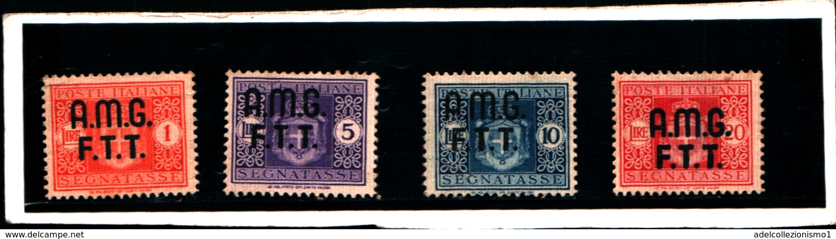 93610) ITALIA-Trieste - AMG FT-Stemma Senza Fasci, Filigrana Ruota - Segnatasse - 1 Ottobre 1947  - 4 VALORI MNH** - Taxe