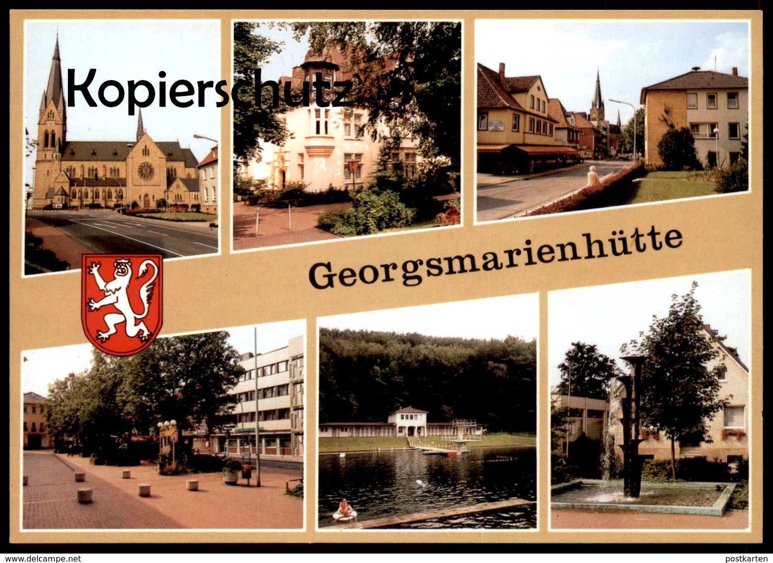 ÄLTERE POSTKARTE GEORGSMARIENHÜTTE BEI OSNABRÜCK PFARRKIRCHE ROTER PLATZ VILLA STAHMER OESEDER STRASSE WALDBAD BRUNNEN - Georgsmarienhuette