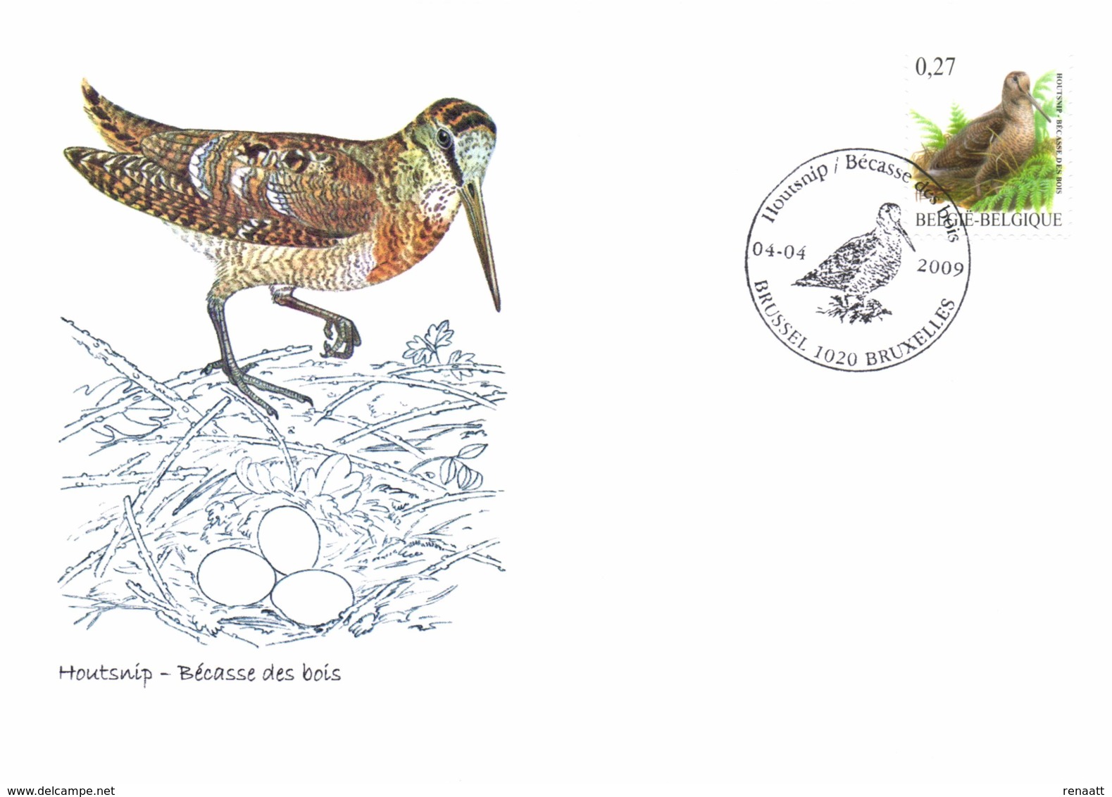 Belgium 2009 COB 3898 Mi. 3944 Special FDC, Buzin Bird, Woodcock Bécasse Des Bois Houtsnip Waldschnepfe - 2001-2010