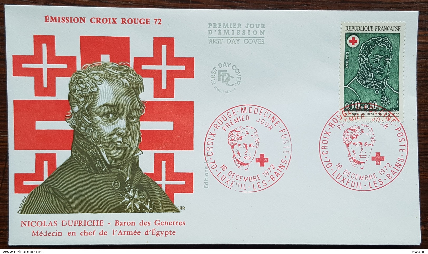 FDC 1972 - YT N°1735 - CROIX ROUGE - LUXEUIL LES BAINS - 1970-1979