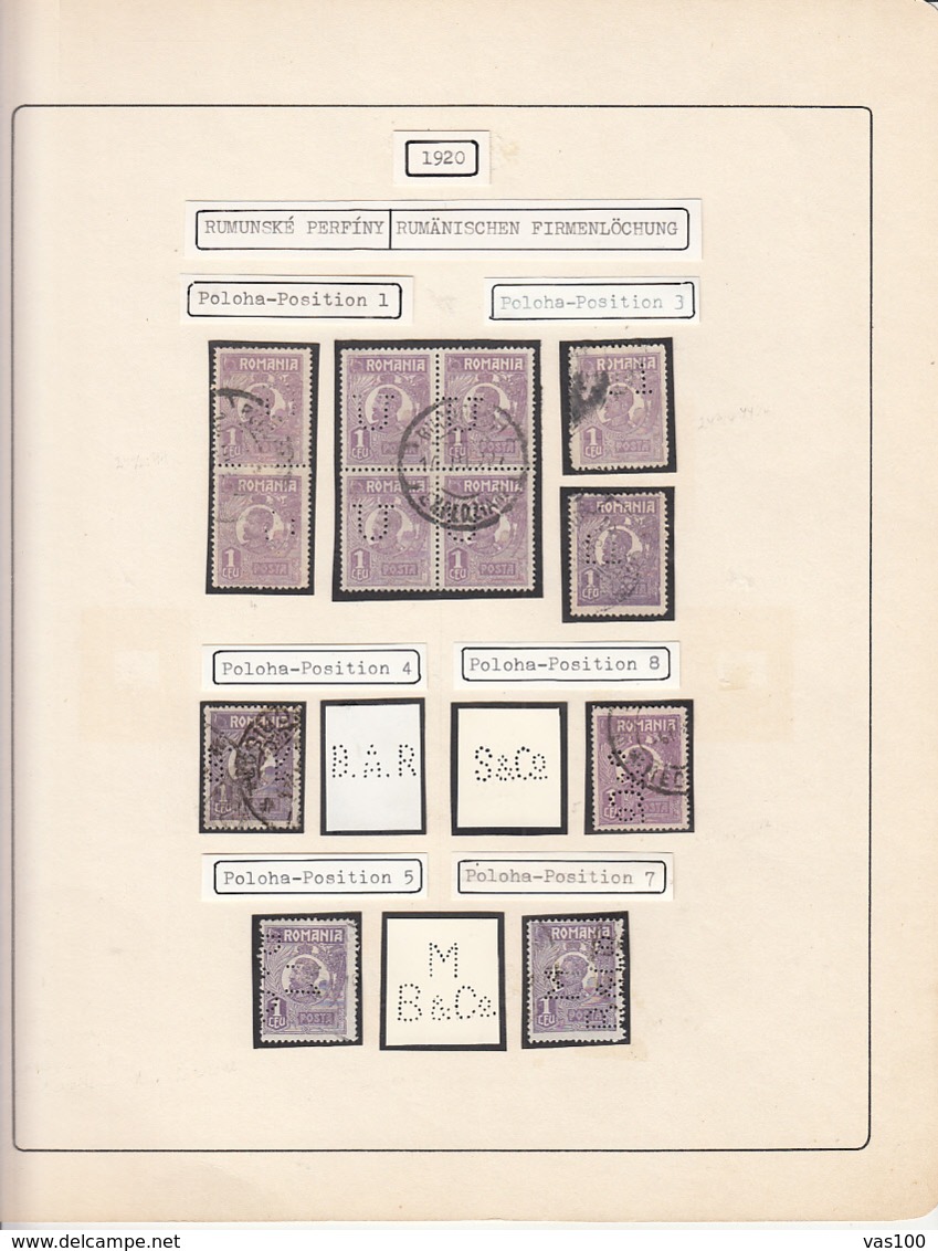 PERFINS, KING FERDINAND STAMPS, 1920, ROMANIA - Perforadas