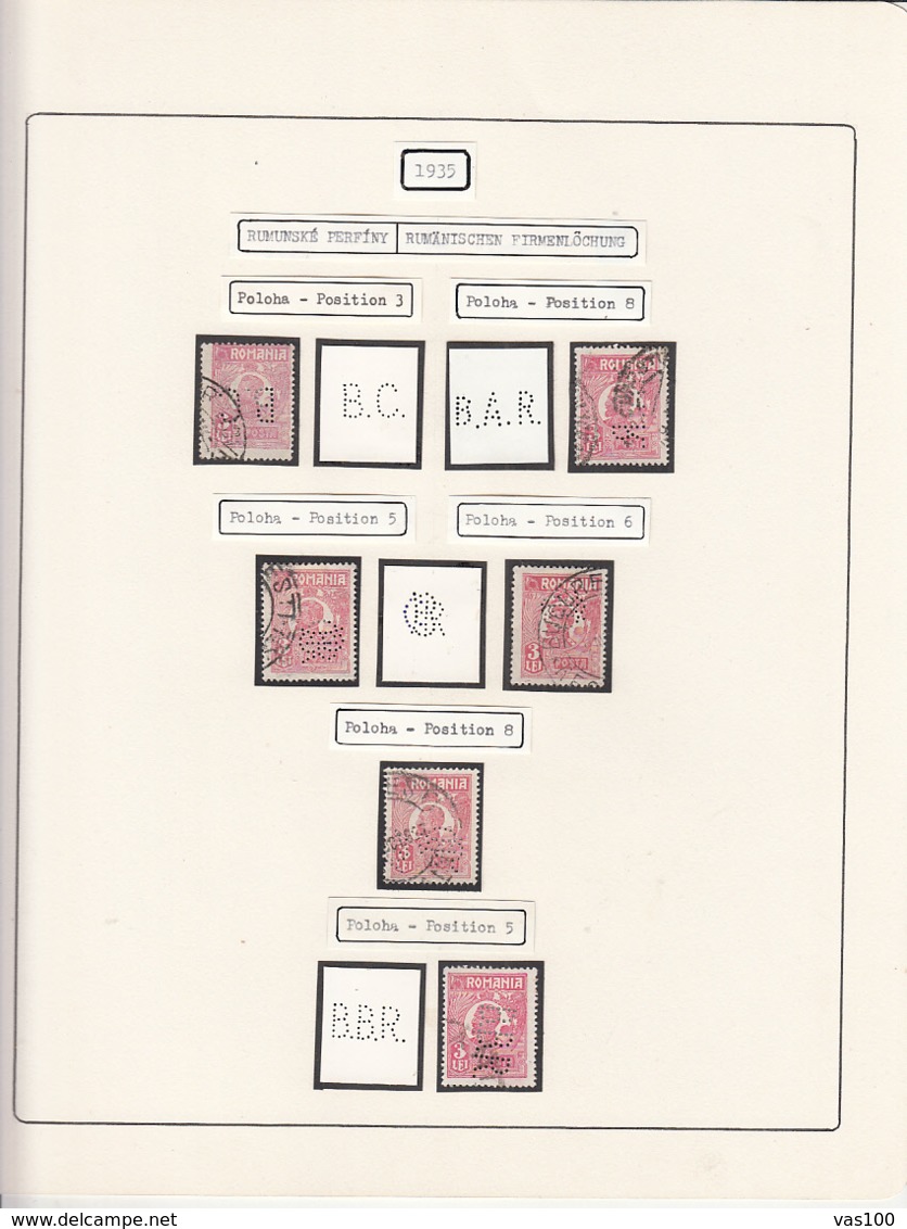 PERFINS, KING FERDINAND STAMPS, 1935, ROMANIA - Perforadas