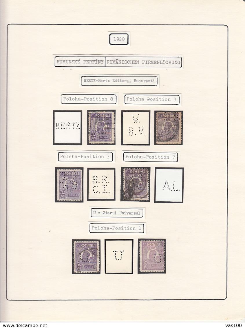 PERFINS, KING FERDINAND STAMPS, 1920, ROMANIA - Perforiert/Gezähnt