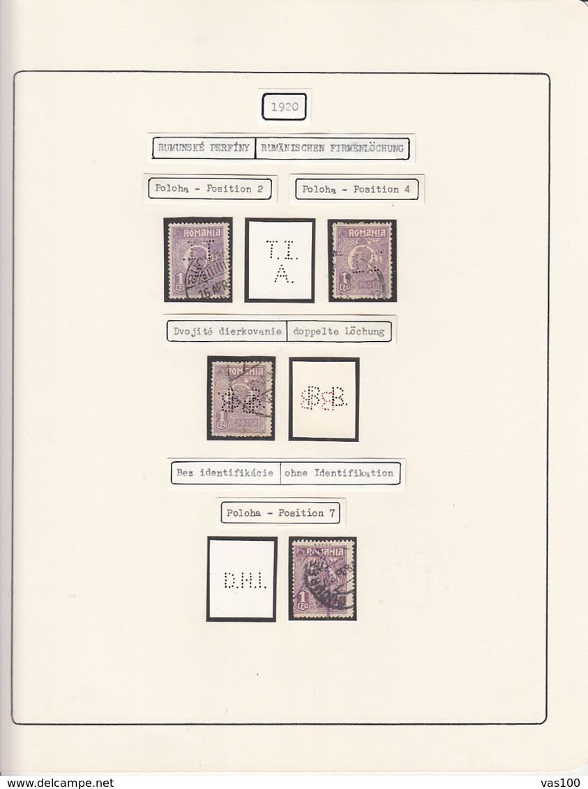 PERFINS, KING FERDINAND STAMPS, 1920, ROMANIA - Perforadas