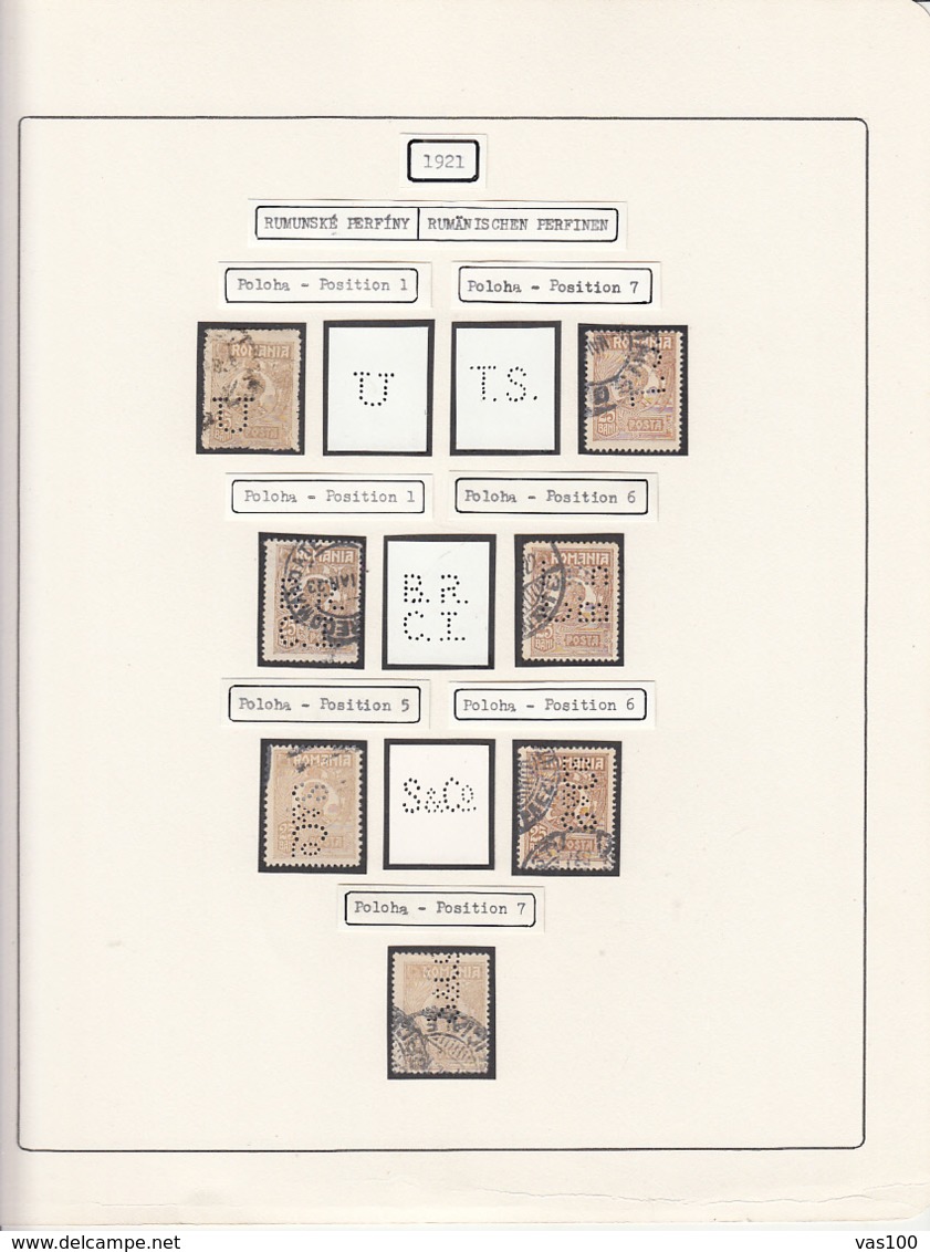 PERFINS, KING FERDINAND STAMPS, 1921, ROMANIA - Perforadas