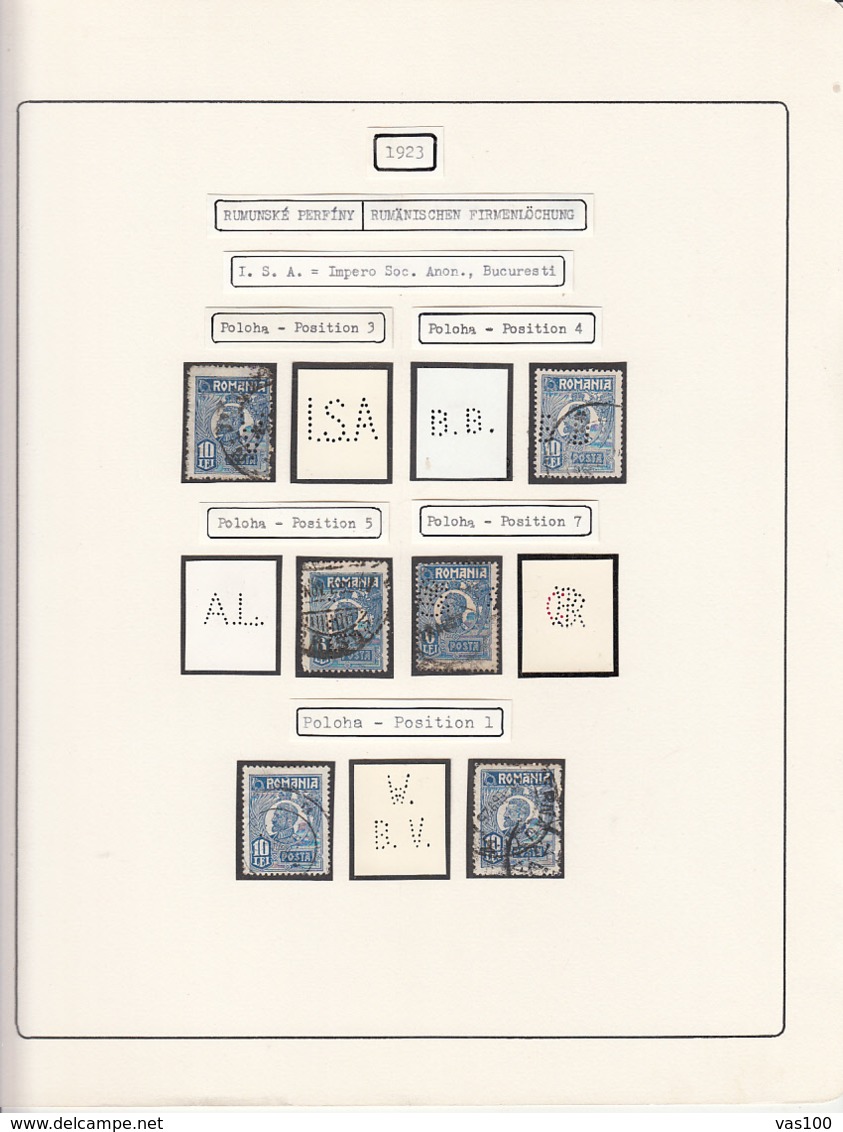 PERFINS, KING FERDINAND STAMPS, 1923, ROMANIA - Perforadas