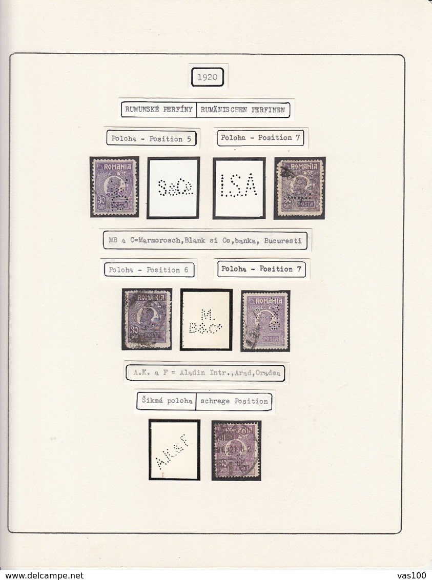 PERFINS, KING FERDINAND STAMPS, 1920, ROMANIA - Perforadas