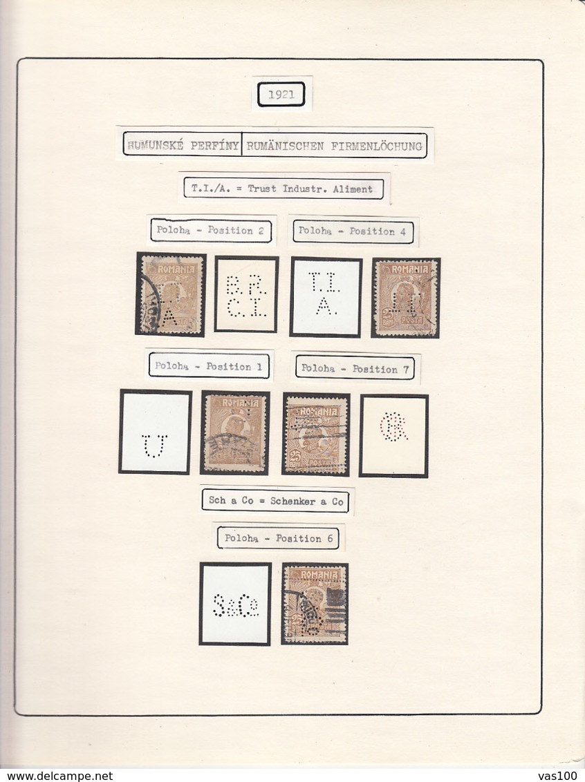 PERFINS, KING FERDINAND STAMPS, 1921, ROMANIA - Perforiert/Gezähnt