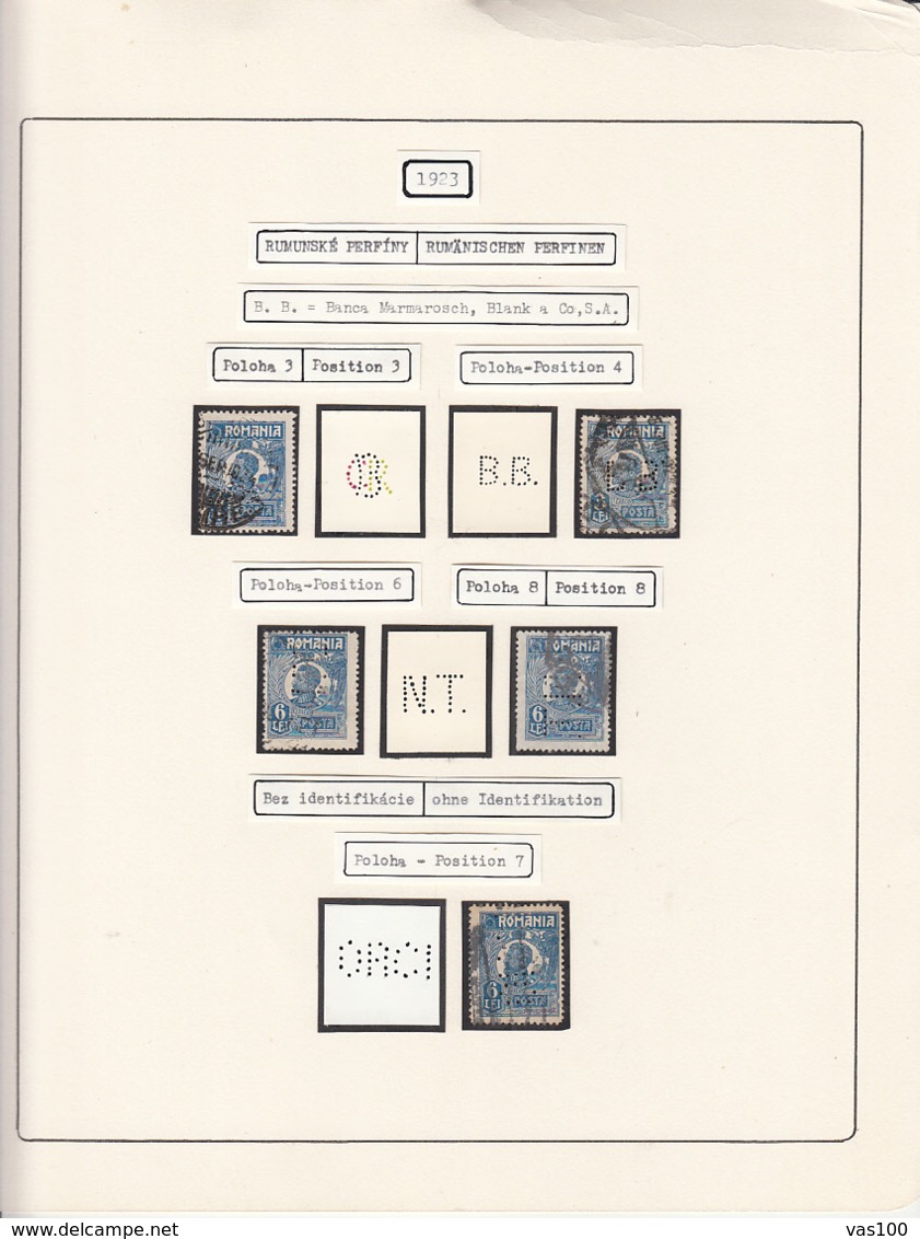 PERFINS, KING FERDINAND STAMPS, 1923, ROMANIA - Perforadas