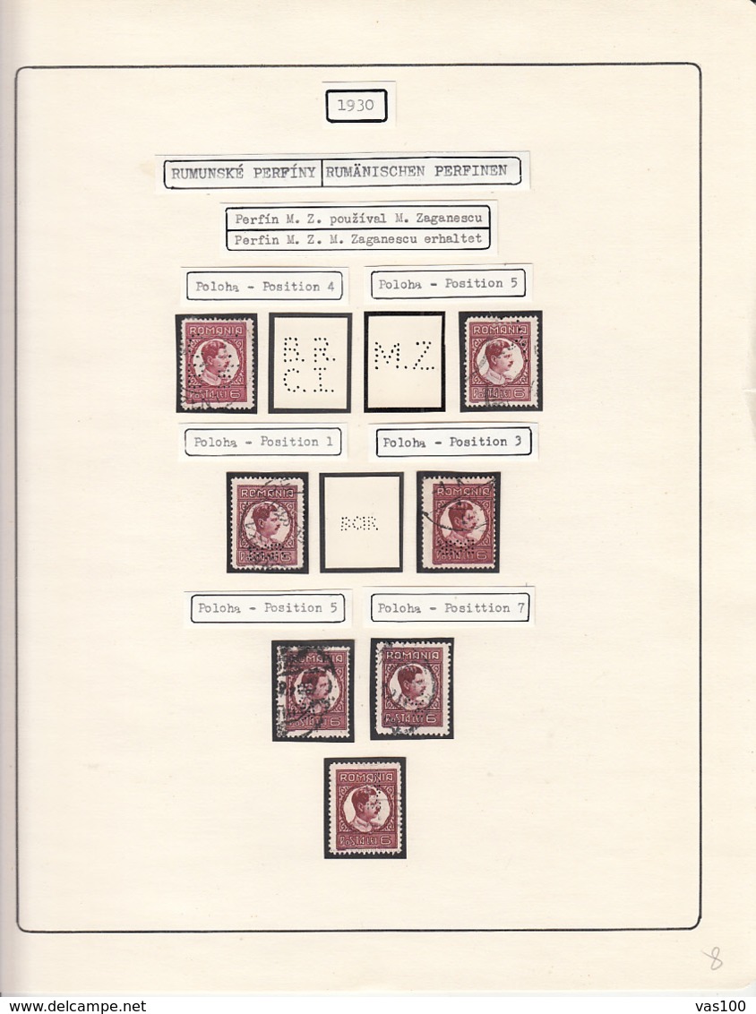 PERFINS, KING CAROL II STAMPS, 1930, ROMANIA - Perforadas