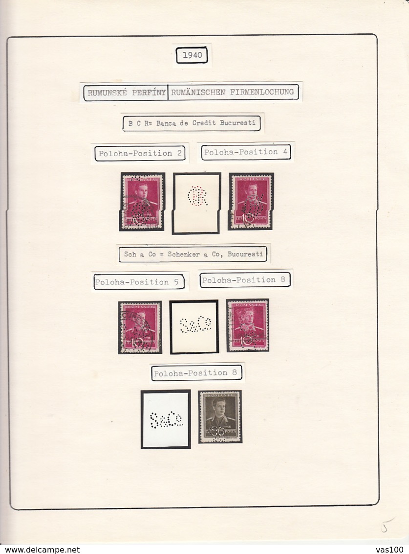 PERFINS, KING MICHAEL STAMPS, 1940, ROMANIA - Perforés