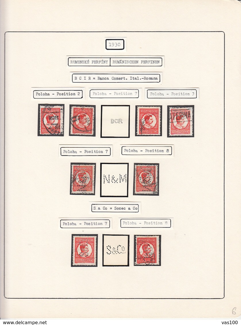 PERFINS, KING CAROL II STAMPS, 1930, ROMANIA - Perforadas