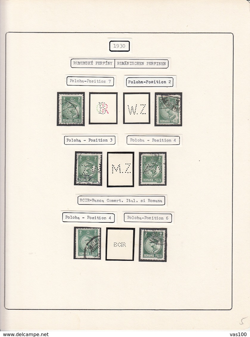 PERFINS, KING CAROL II STAMPS, 1930, ROMANIA - Perforiert/Gezähnt