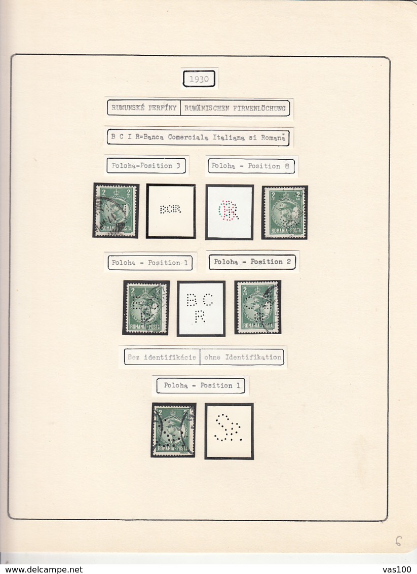 PERFINS, KING CAROL II STAMPS, 1930, ROMANIA - Perforadas