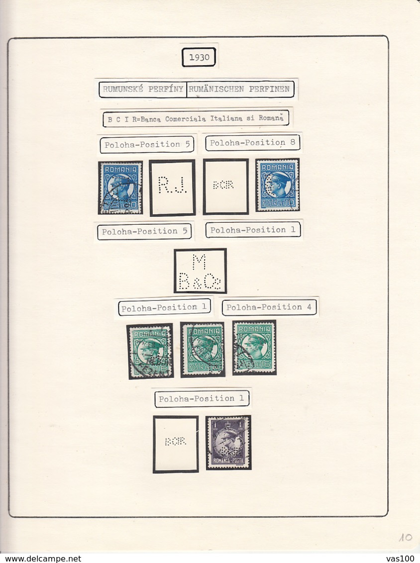 PERFINS, KING CAROL II STAMPS, 1930, ROMANIA - Perforiert/Gezähnt