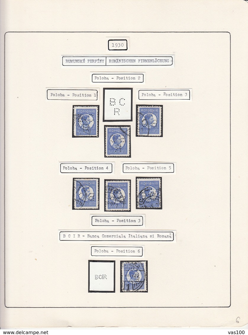 PERFINS, KING CAROL II STAMPS, 1930, ROMANIA - Perforiert/Gezähnt