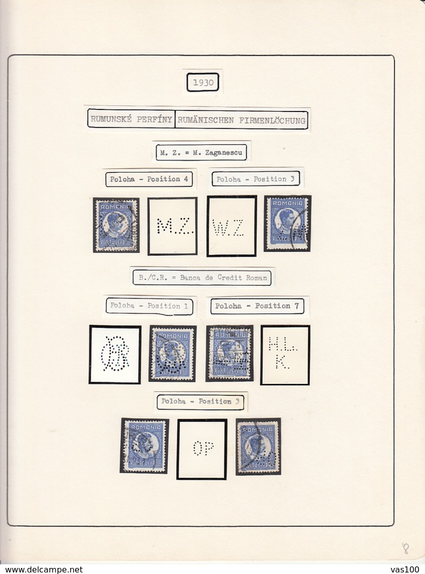 PERFINS, KING CAROL II STAMPS, 1930, ROMANIA - Perforadas