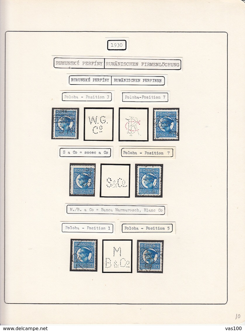 PERFINS, KING CAROL II STAMPS, 1930, ROMANIA - Perforadas