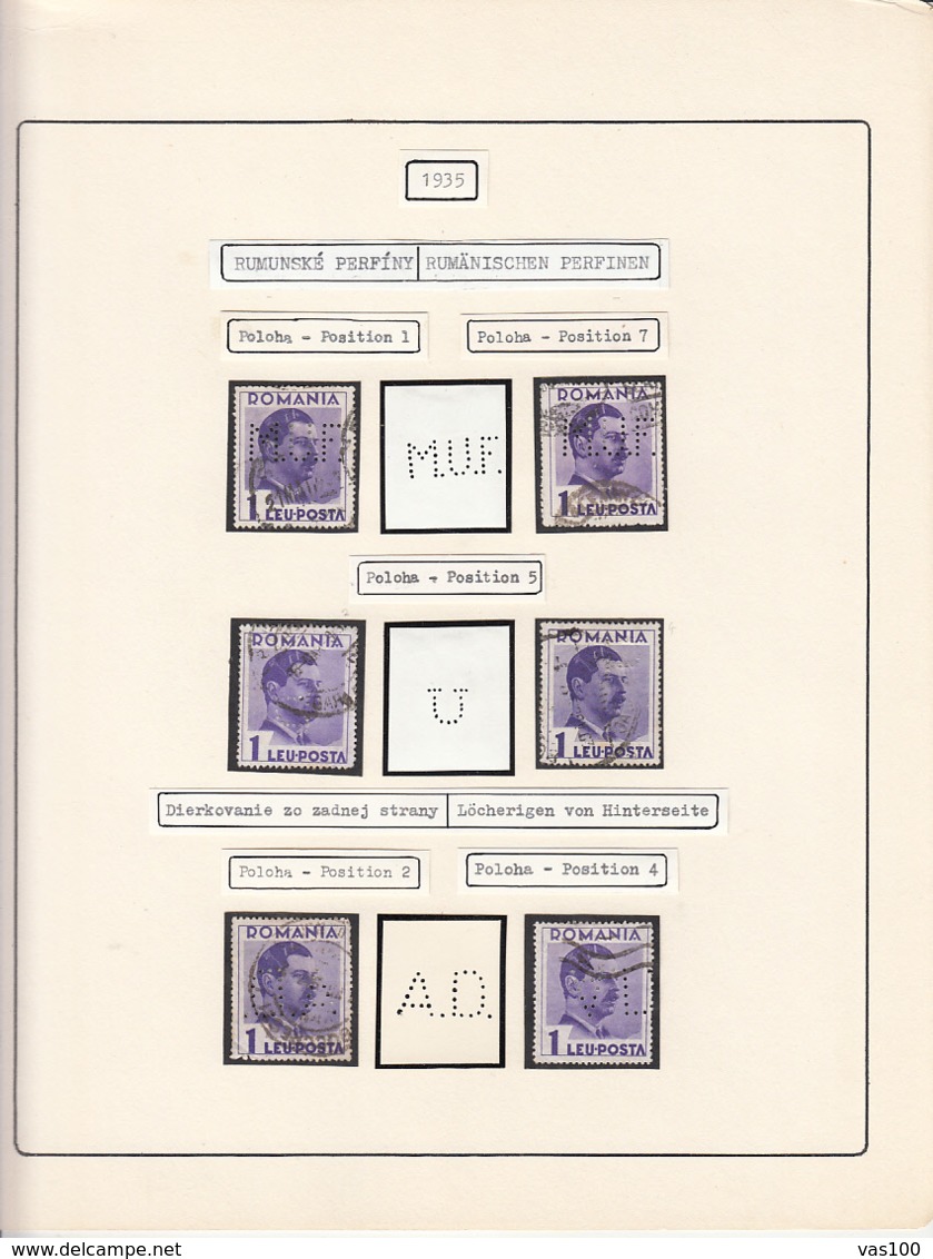 PERFINS, KING CAROL II STAMPS, 1935, ROMANIA - Perforadas