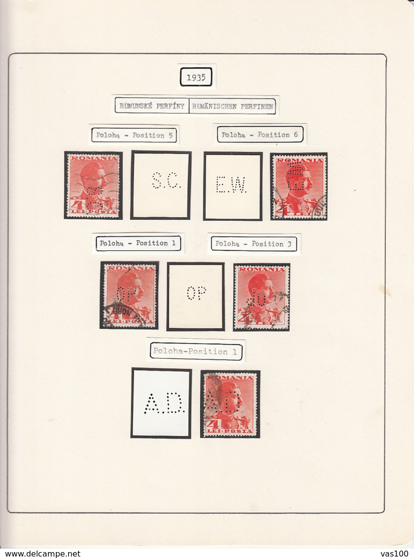 PERFINS, KING CAROL II STAMPS, 1935, ROMANIA - Perforés