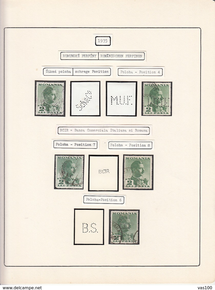 PERFINS, KING CAROL II STAMPS, 1935, ROMANIA - Perforés