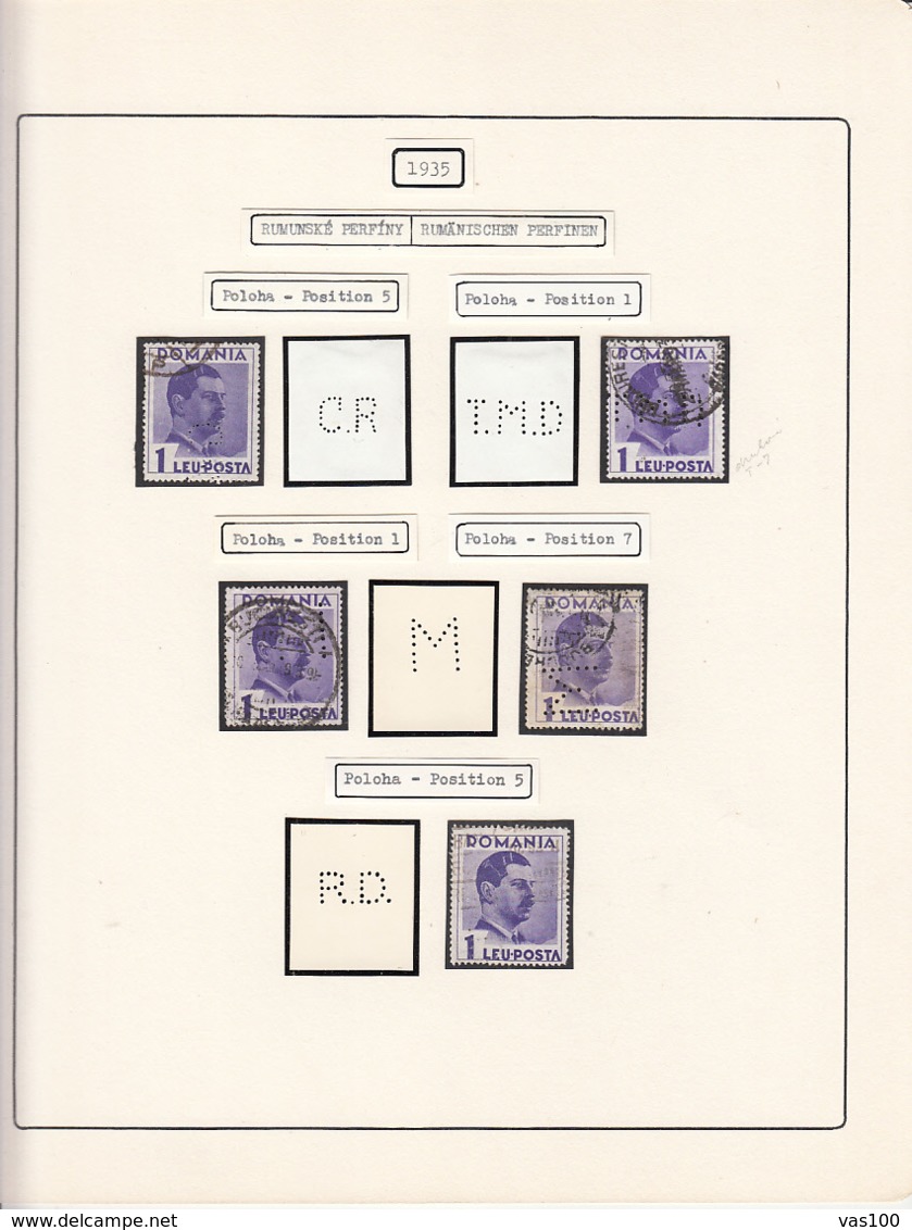 PERFINS, KING CAROL II STAMPS, 1935, ROMANIA - Perforadas