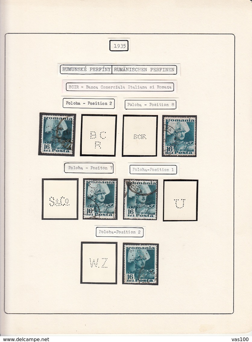 PERFINS, KING CAROL II STAMPS, 1935, ROMANIA - Perforiert/Gezähnt