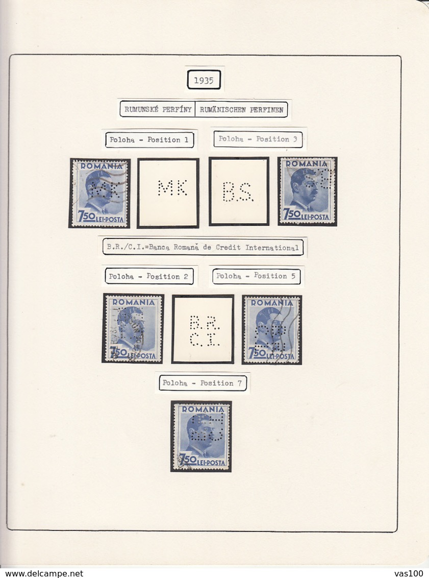 PERFINS, KING CAROL II STAMPS, 1935, ROMANIA - Perforadas