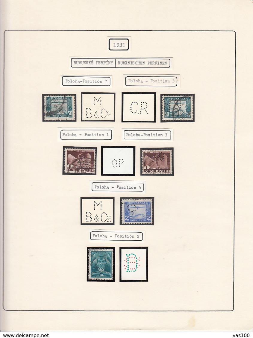 PERFINS,PLANE, AVIATION STAMPS, 1931, ROMANIA - Perfins