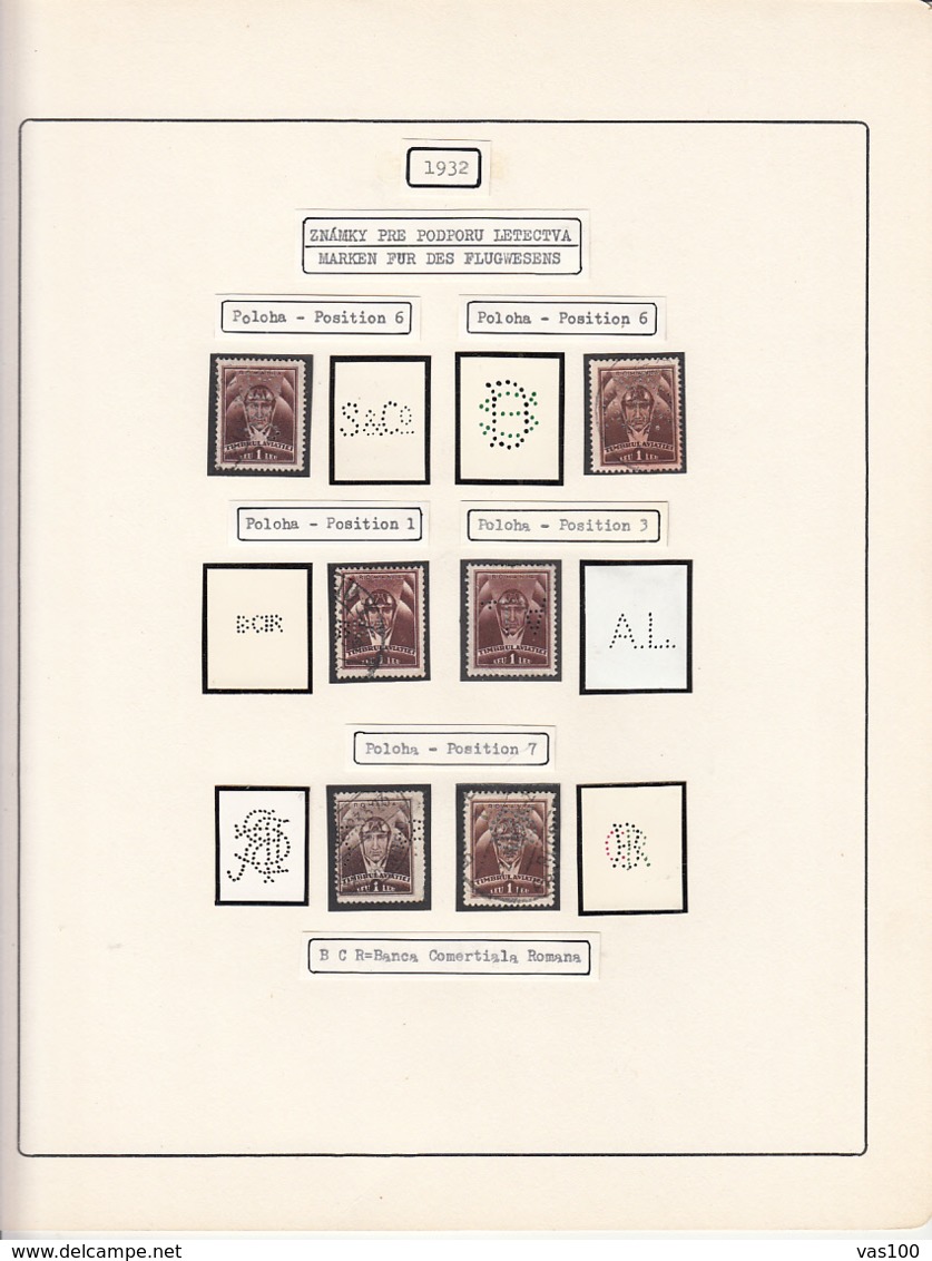 PERFINS, PLANE, AVIATION STAMPS, 1932, ROMANIA - Perfins