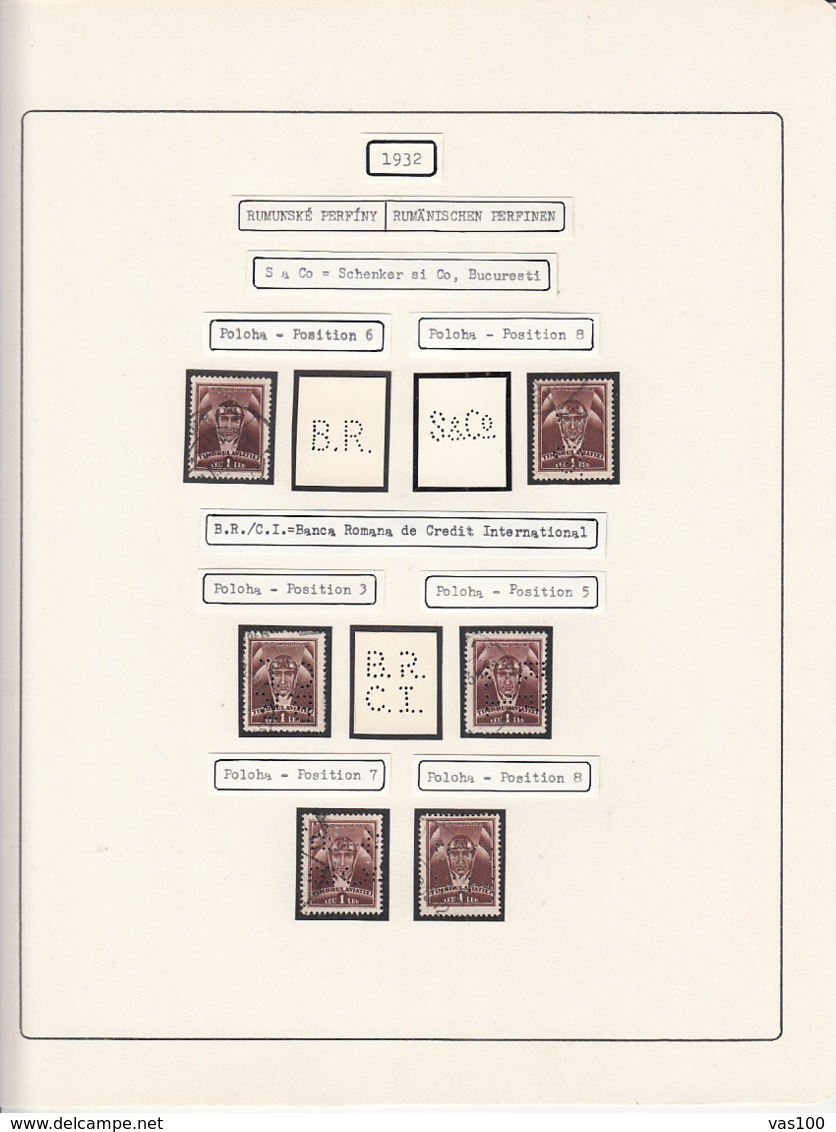 PERFINS, PLANE, AVIATION STAMPS, 1932, ROMANIA - Perfins