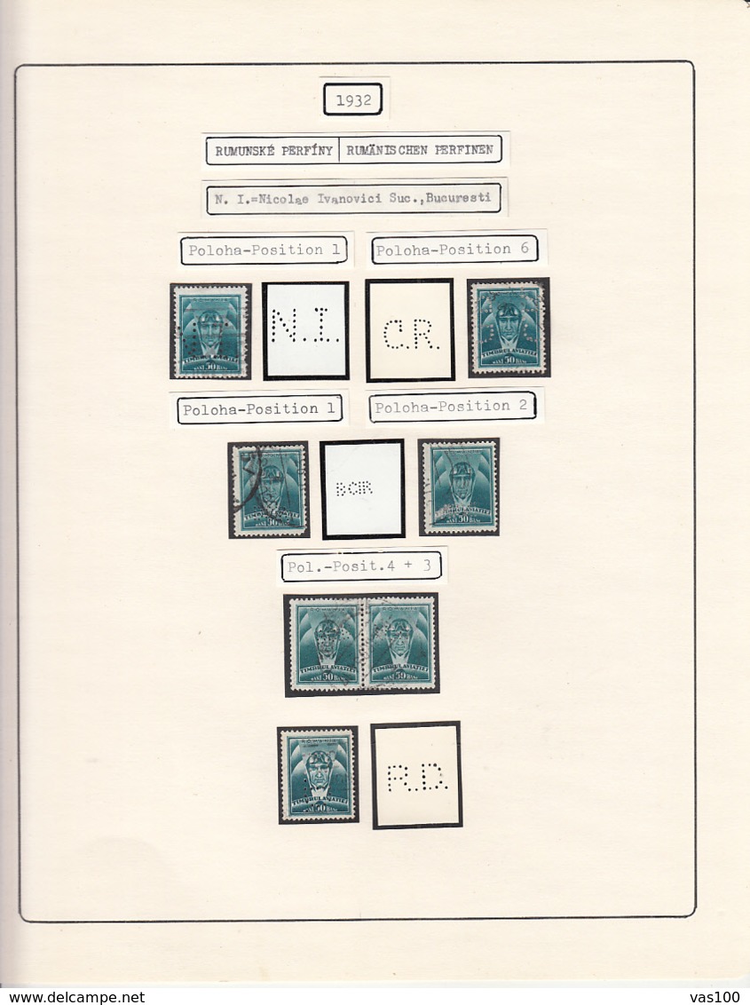 PERFINS, PLANE, AVIATION STAMPS, 1932, ROMANIA - Perforés