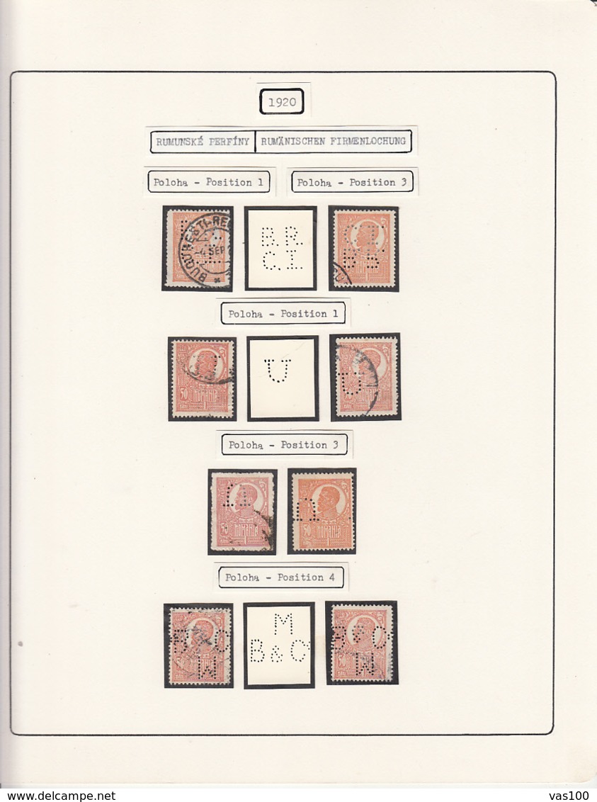 PERFINS, KING FERDINAND STAMPS, 1920, ROMANIA - Perforés