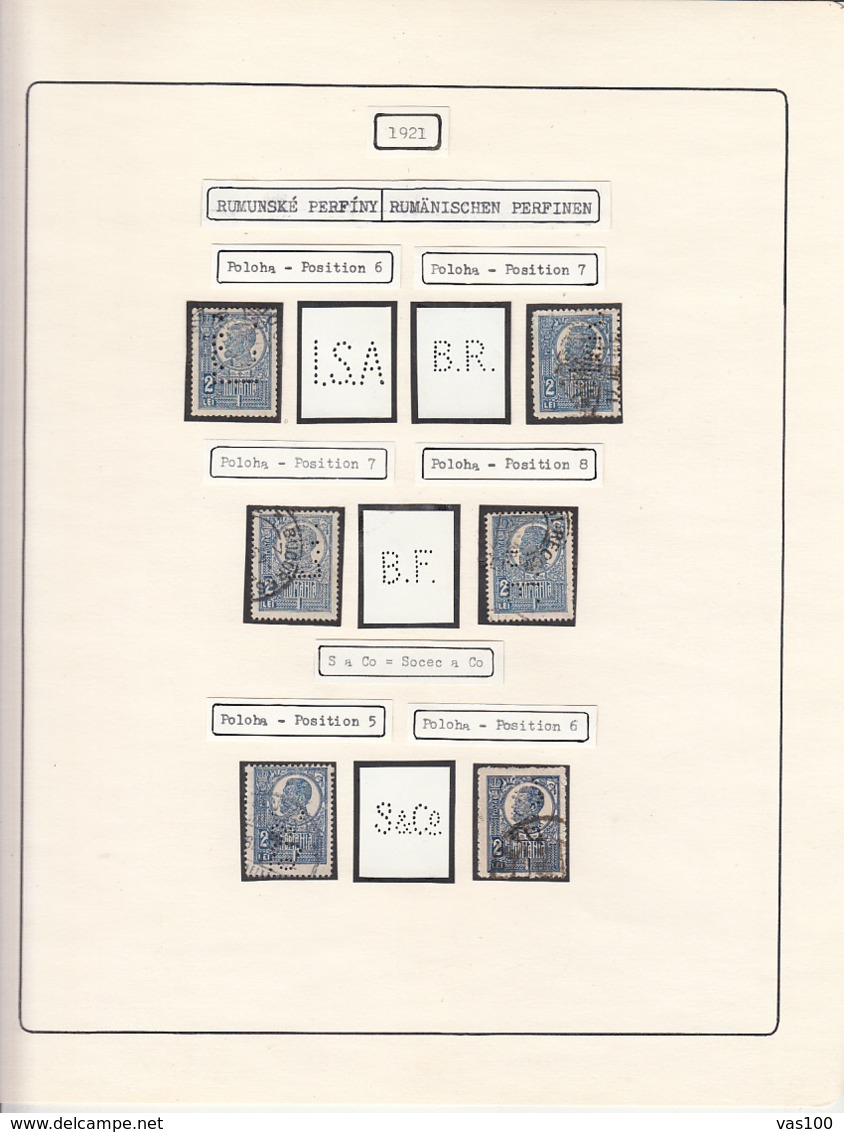 PERFINS, KING FERDINAND STAMPS, 1921, ROMANIA - Perforés