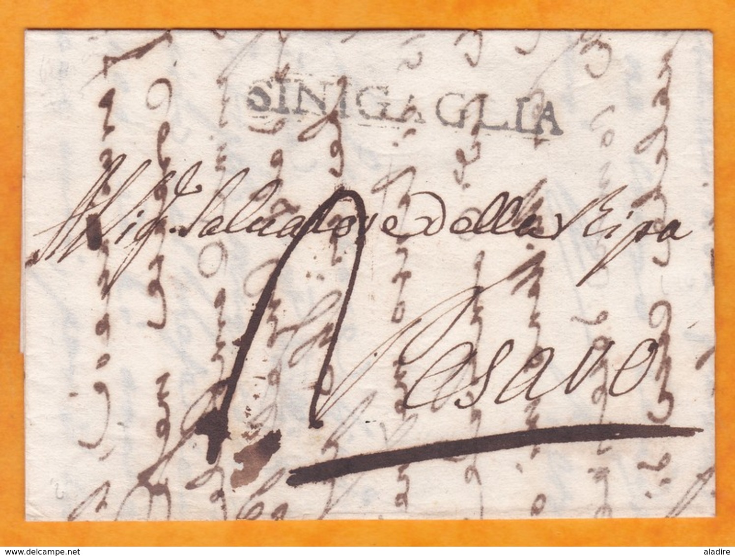 1811- Lettre Avec Correspondance En Italien De Sinigaglia  Senigallia,Marches, République Romaine Vers Pesaro, Marches - 1. ...-1850 Prefilatelia