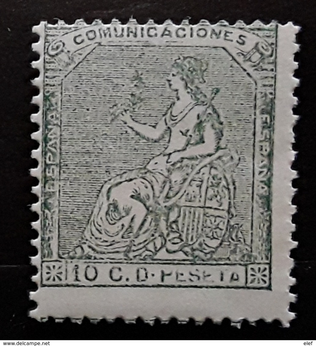 ESPAGNE / ESPANA / SPAIN / SPANIEN 1873 Regence, Yvert No 132 , 10 C Vert VARIETE INSCRIPTIONS EFFACÉES,neuf ** MNH TB - Nuovi