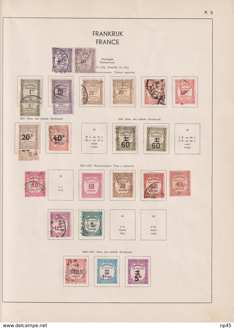 FRANCE LOT DE TIMBRES-TAXE DONT 2 5 FRS NOIR  DUVAL 2EME CHOIX COTE:PLUS DE 5000 EUROS - 1859-1959 Usati